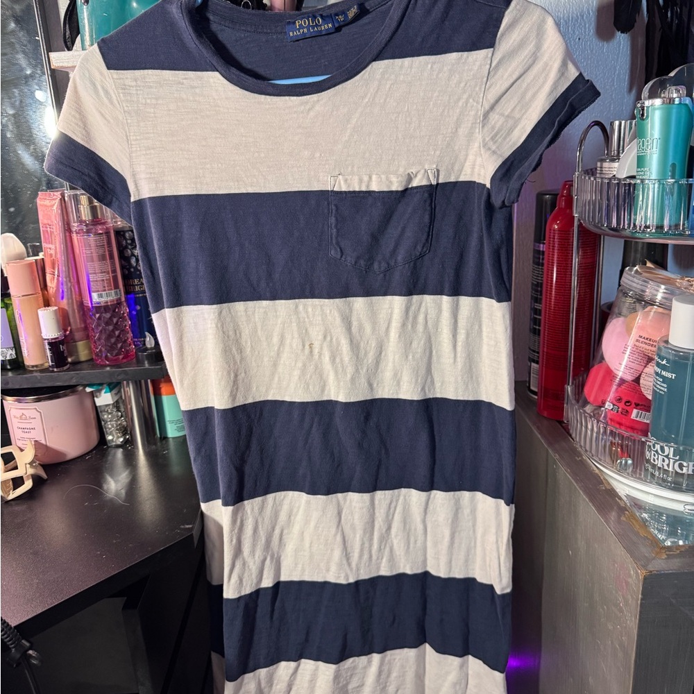 Polo Ralph Lauren Navy and White Striped Dress